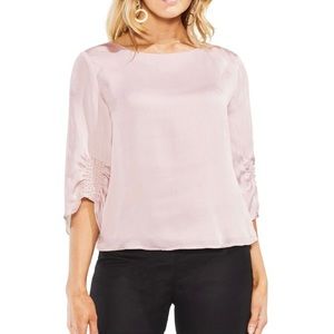 Vince Camuto Textured Satin Blouse in Rose Blush Pink